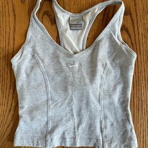 Nike dri-fit cropped light grey workout top